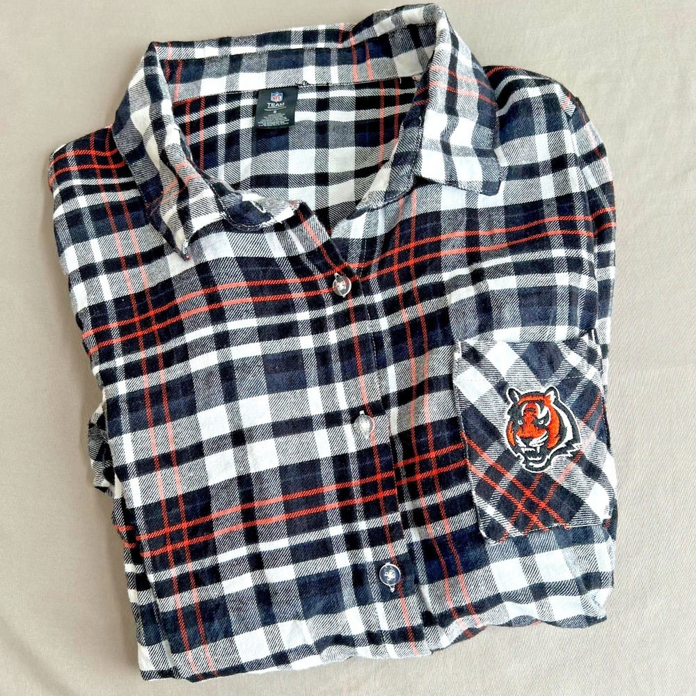 Womens Small NFL Concepts Sport Cincinnati Bengals Cozy Lounge Flannel Shirt